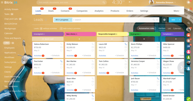 bitrx24 screen leads kanban